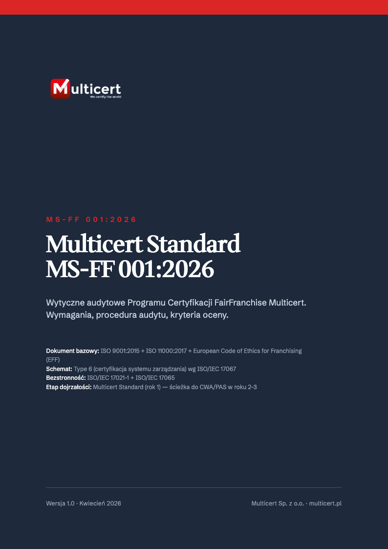 Okładka dokumentu: Program Certyfikacji FairFranchise Multicert