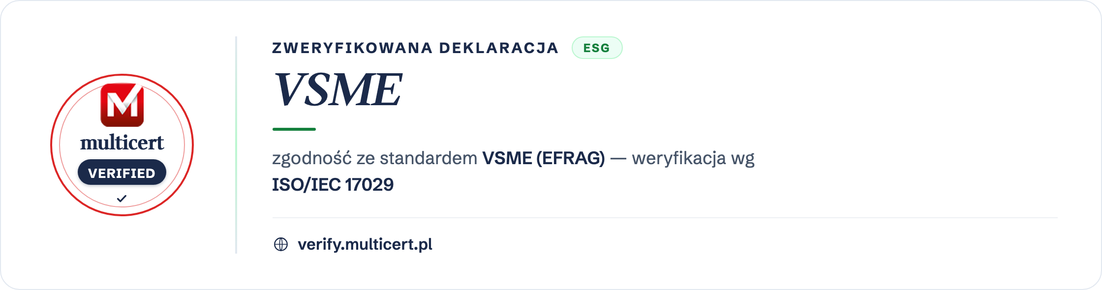 Znak certyfikacji VSME — Multicert Certified